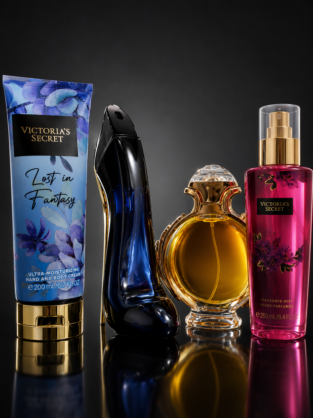 Kit Premium: Good Girl + Olympea + Body Splash + Crema Victoria’s Secret